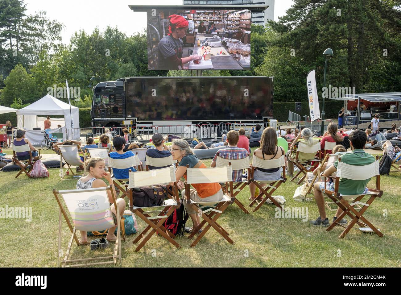 Freiluftkino im Josaphat Parc | Kino A ciel ouvert dans le Parc Josaphat Josaphat fait son Cinema 07/07/2018 Stockfoto