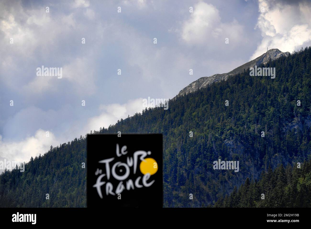 Das Bild zeigt einen Blick auf die Berge vor der Ankunft des „La Course by Le Tour de France“, eintägiges Frauen-Radrennen, 112,5 km von Annecy nach Le Grand Bornand, Frankreich, Dienstag, 17. Juli 2018. Das Rennen findet während des Radrennen der Men's Tour de France statt. BELGA FOTO YORICK JANSENS Stockfoto