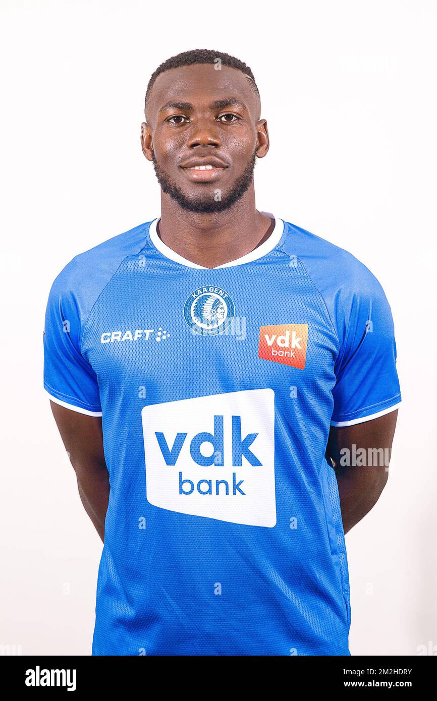 Gent's Anderson Esiti posiert für den Fotografen beim Fotoshooting der Saison 2018-2019 der belgischen First League-Fußballmannschaft KAA Gent, Montag, den 16. Juli 2018 in Gent. Stockfoto