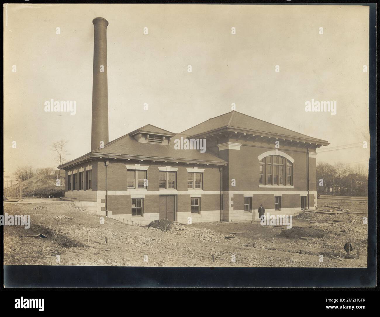 Vertriebsabteilung, Hyde Park Pumpstation, aus Südwesten, Hyde Park, Massachusetts, 1912. Okt. - 1913. Mai , Wasserwerke, Pumpstationen, Bauarbeiten abgeschlossen Stockfoto