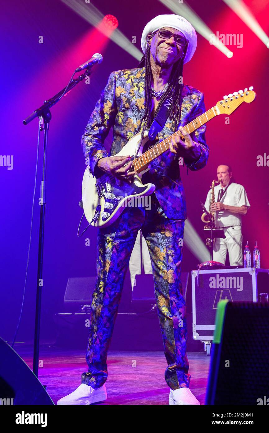 Nile Rodger und Chic leben in Brüssel | Nile Rodgers et le Legendaire Groupe Disco Funk Chic en Concert A l'ab 19/08/2018 Stockfoto