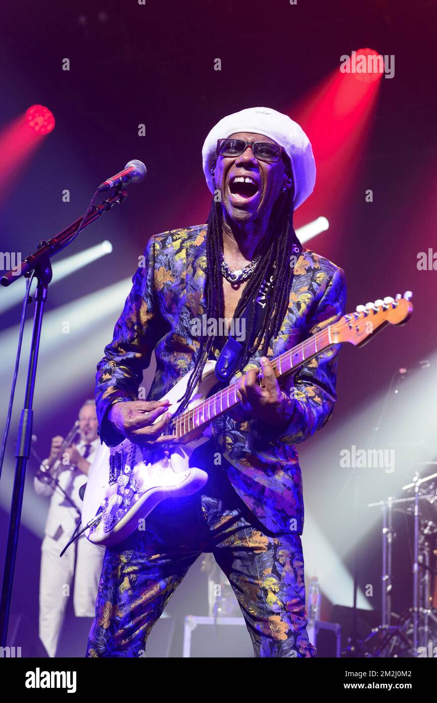 Nile Rodger und Chic leben in Brüssel | Nile Rodgers et le Legendaire Groupe Disco Funk Chic en Concert A l'ab 19/08/2018 Stockfoto
