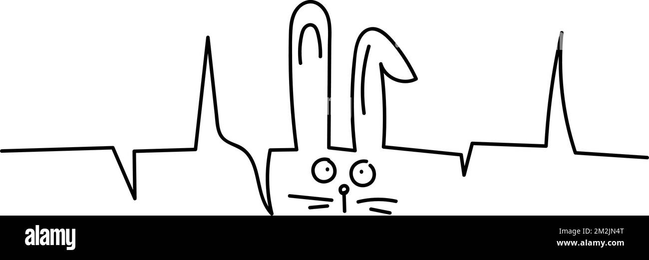 Neujahr 2023 Häschen witzige humormedizinische Skizze Stock Vektor