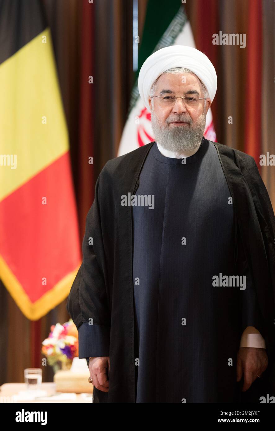 Der iranische Präsident Hassan Rohani bildete das Bild zu Beginn eines Treffens auf der 73.. Tagung der Generalversammlung der Vereinten Nationen (UNGA 73) in New York City, Vereinigte Staaten von Amerika, Dienstag, den 25. September 2018. BELGA FOTO BENOIT DOPPPAGNE Stockfoto