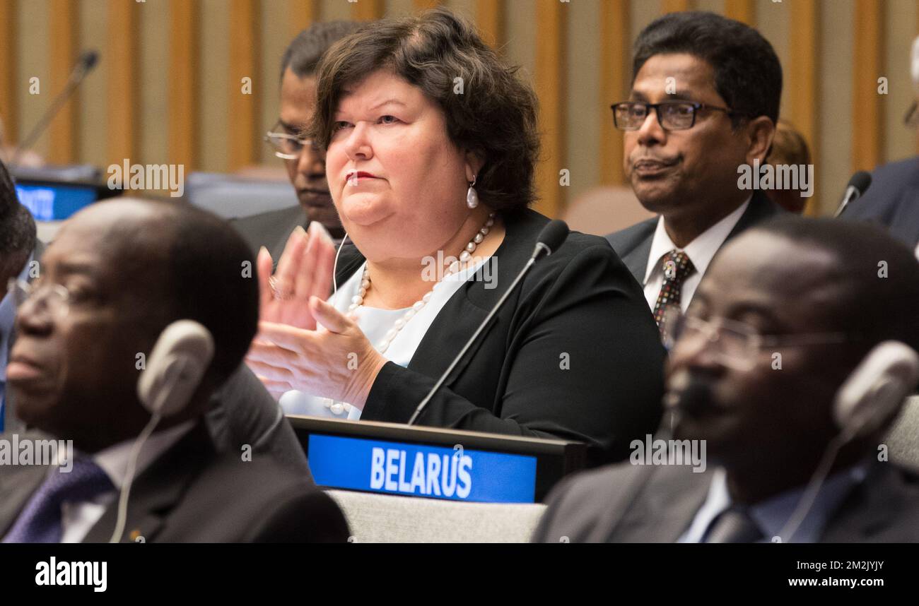 Maggie De Block, Ministerin für Gesundheit und Soziales, zeigte sich auf der 73.. Tagung der Generalversammlung der Vereinten Nationen (UNGA 73) in New York City, Vereinigte Staaten von Amerika, am Mittwoch, den 26. September 2018, auf einem Treffen "vereint gegen die Tuberkulose: Eine globale Reaktion auf eine globale Epidemie". BELGA FOTO BENOIT DOPPPAGNE Stockfoto