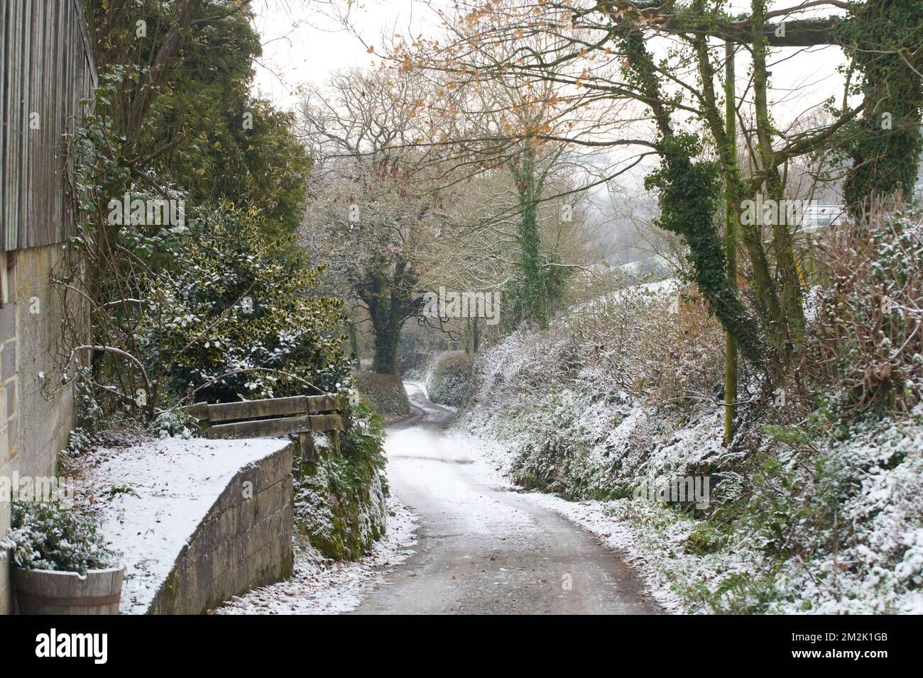 Bickington, Vereinigtes Königreich, 14. Dezember 2022. Schnee und Eis rund um Farlacombe Farm, Bickington, Devon. Kredit: Will Tudor/Alamy Live News Stockfoto