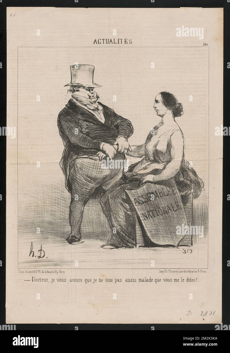 Docteur... je ne suis pas aussi malade... Philosophen, Historiker, Anwälte, Herrscher, Guizot, Francois, 1787-1874, Berryer, Pierre-Antoine, 1790-1868, Chambord, Henri-Charles-Ferdinand-Marie-Dieudonné d'Artois, comte de, 1820-1883, Paris, Louis-Philippe-Albert d'Orléans, comte de, 1838-1894. Honoré Daumier (1808-1879). Lithografien Stockfoto