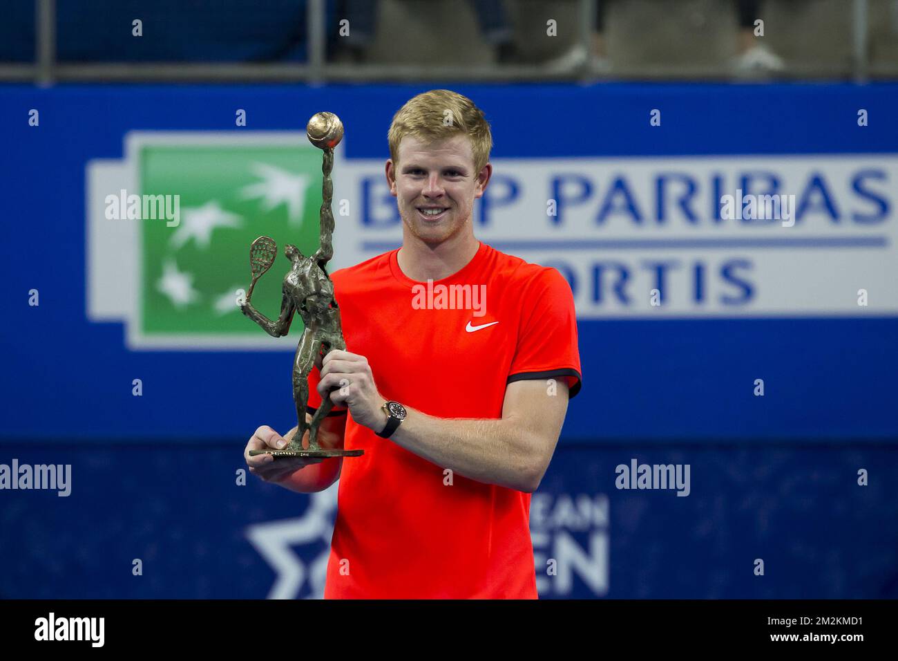 British Kyle Edmund wurde nach dem Gewinn eines Tennisspiels zwischen French Gael Monfils (ATP-38) und British Kyle Edmund (ATP-15), dem Finale des Hartplatz-Tennisturniers „European Open“ in Antwerpen, am Sonntag, den 21. Oktober 2018, abgebildet. BELGA FOTO KRISTOF VAN ACCOM Stockfoto