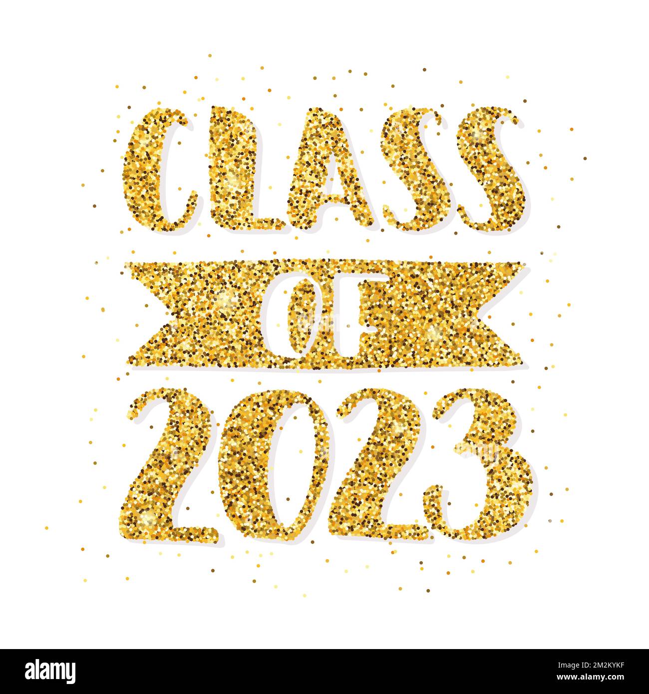 Class of 2023. Hand drawn brush lettering Graduation logo. Template for graduation design, party. Gold Stock Vektor