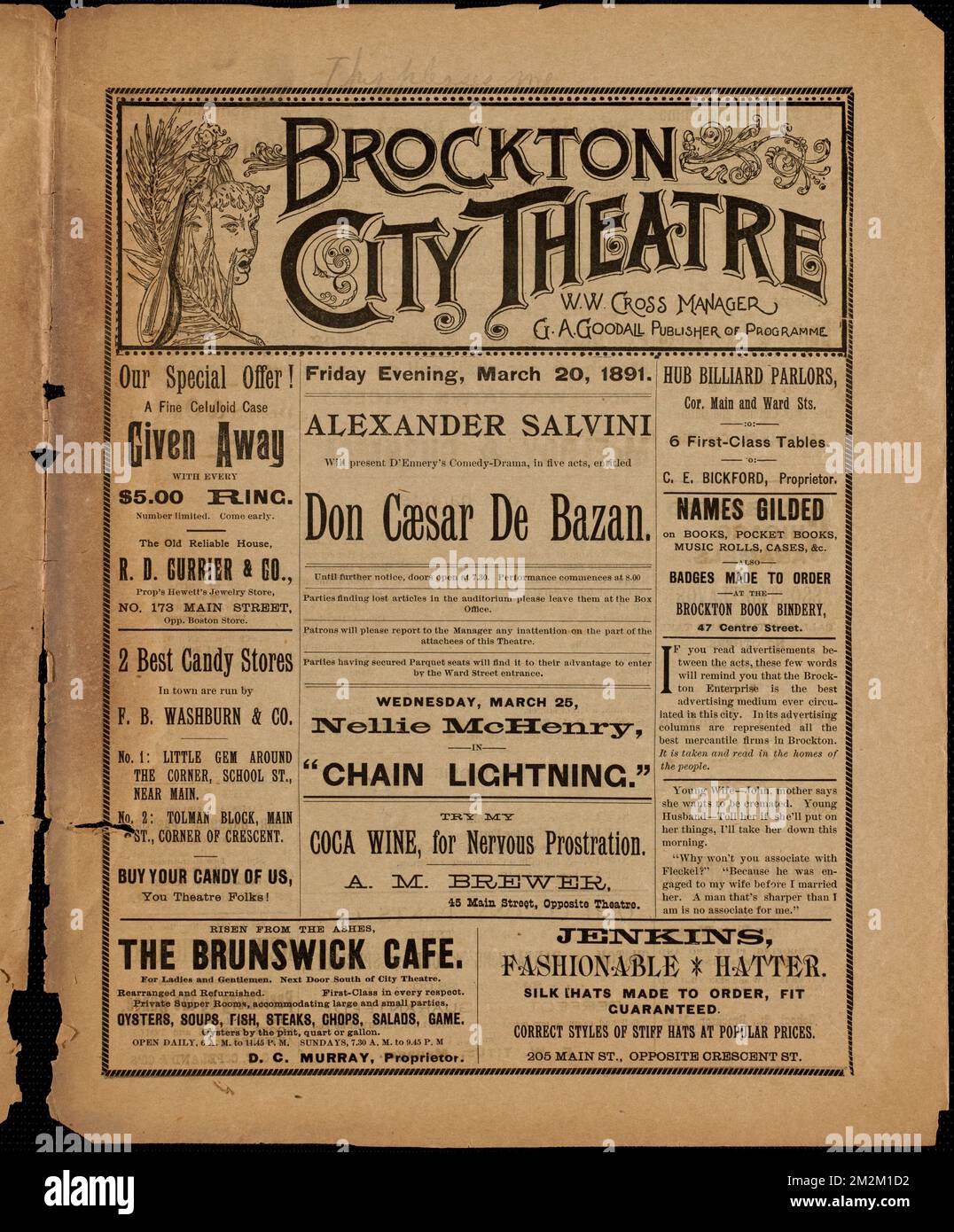 Don Caesar De Bazan, Entertainment, Brockton Public Library Archival Collection Stockfoto