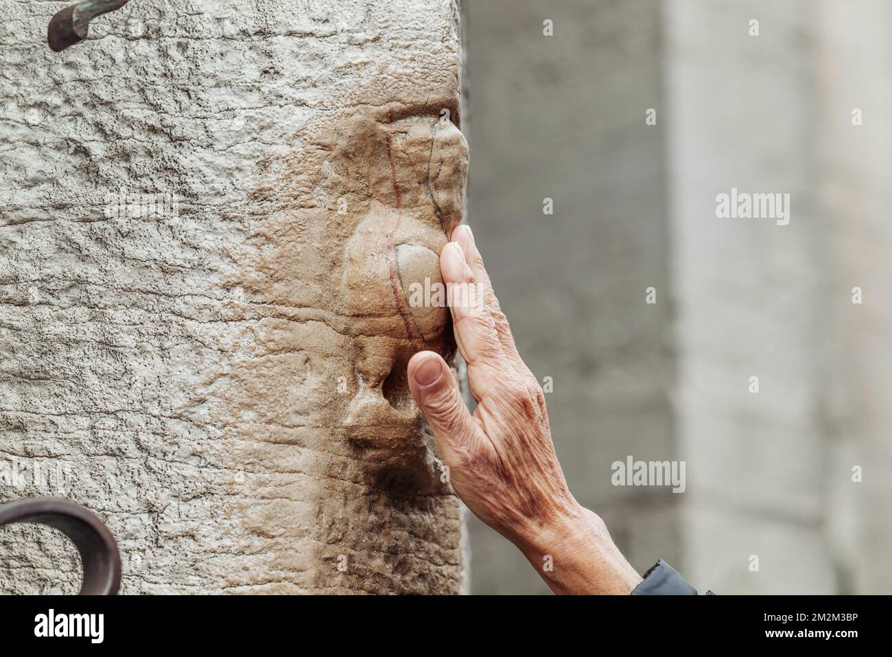 Dijon, Frankreich-Oktober 2022: Magische Eule in Relief an der Nordwand von Eglise Notre-Dame de Dijon geschnitzt Stockfoto