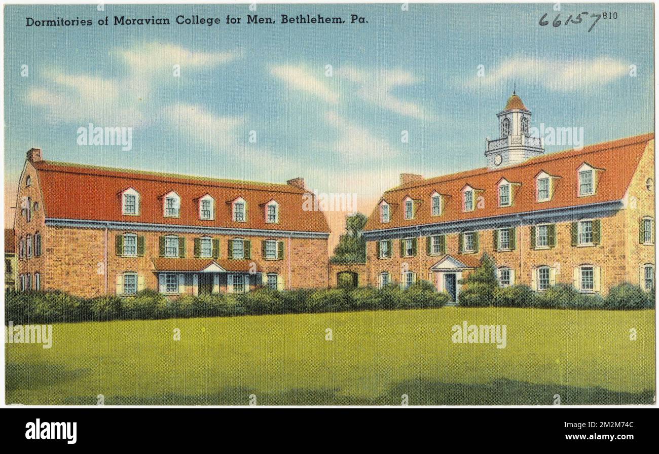 Studentenwohnheime des Moravian College for Men, Bethlehem, Pa , Universitäten und Hochschulen, Tichnor Brothers Collection, Postkarten der Vereinigten Staaten Stockfoto