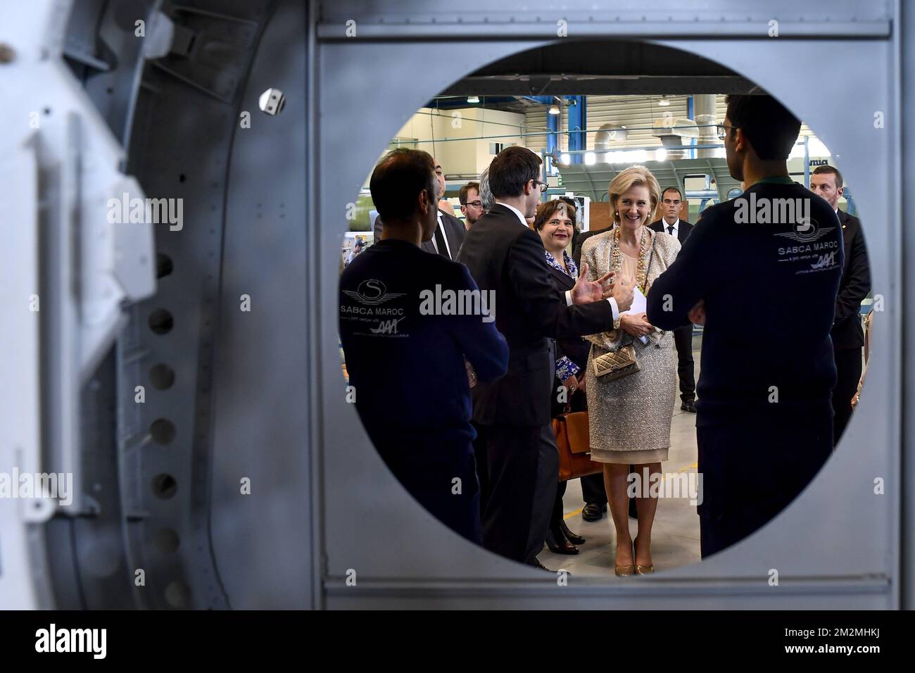 Rafael Samson und Prinzessin Astrid von Belgien, fotografiert bei dem Besuch von Sabca Maroc am zweiten Tag einer Wirtschaftsmission im Königreich Marokko, Montag, den 26. November 2018, beginnend in Casablanca. BELGA FOTO DIRK WAEM Stockfoto