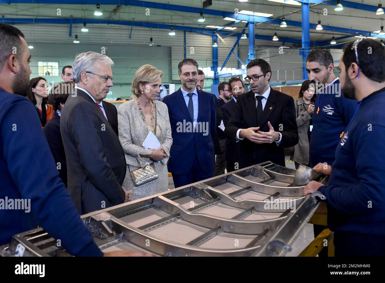 Vize-Ministerpräsident und Außenminister Didier Reynders und Prinzessin Astrid von Belgien, abgebildet auf dem Besuch von Sabca Maroc am zweiten Tag einer Wirtschaftsmission im Königreich Marokko, Montag, den 26. November 2018, beginnend in Casablanca. BELGA FOTO DIRK WAEM Stockfoto
