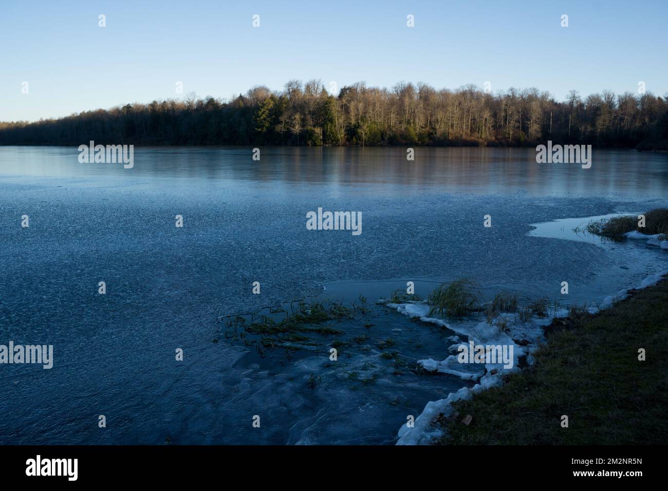 Kalter saisonaler Blick auf den See im Ricketts Glen State Park Stockfoto