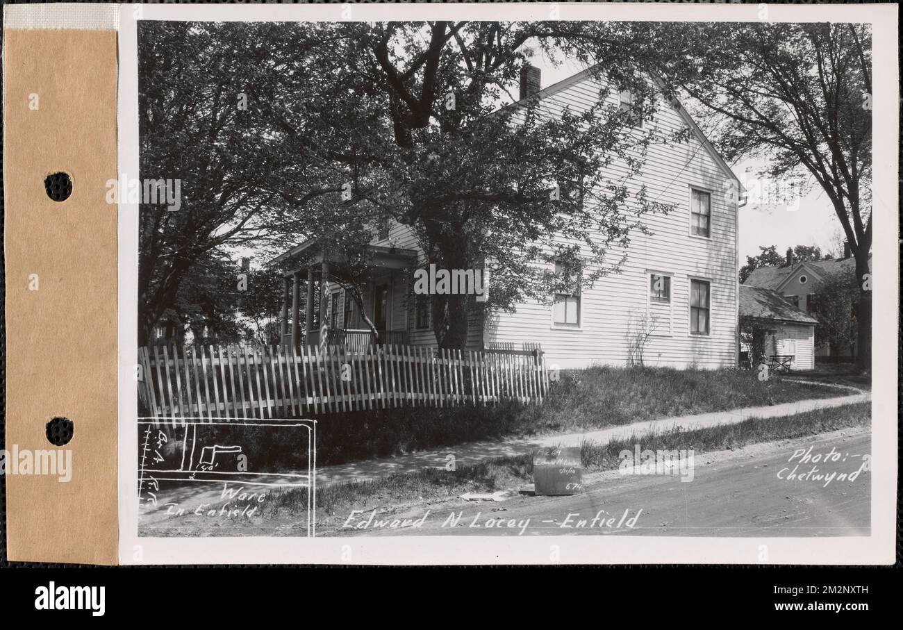 Edward N. Lacey, House, Enfield, Mass., Mai 31, 1928 : Parzelle Nr. 269-36, Azubah S. Palmer Erben, Wasserwerke, Reservoirs Wasserverteilungsstrukturen, Immobilien, Wohnungsbauten Stockfoto