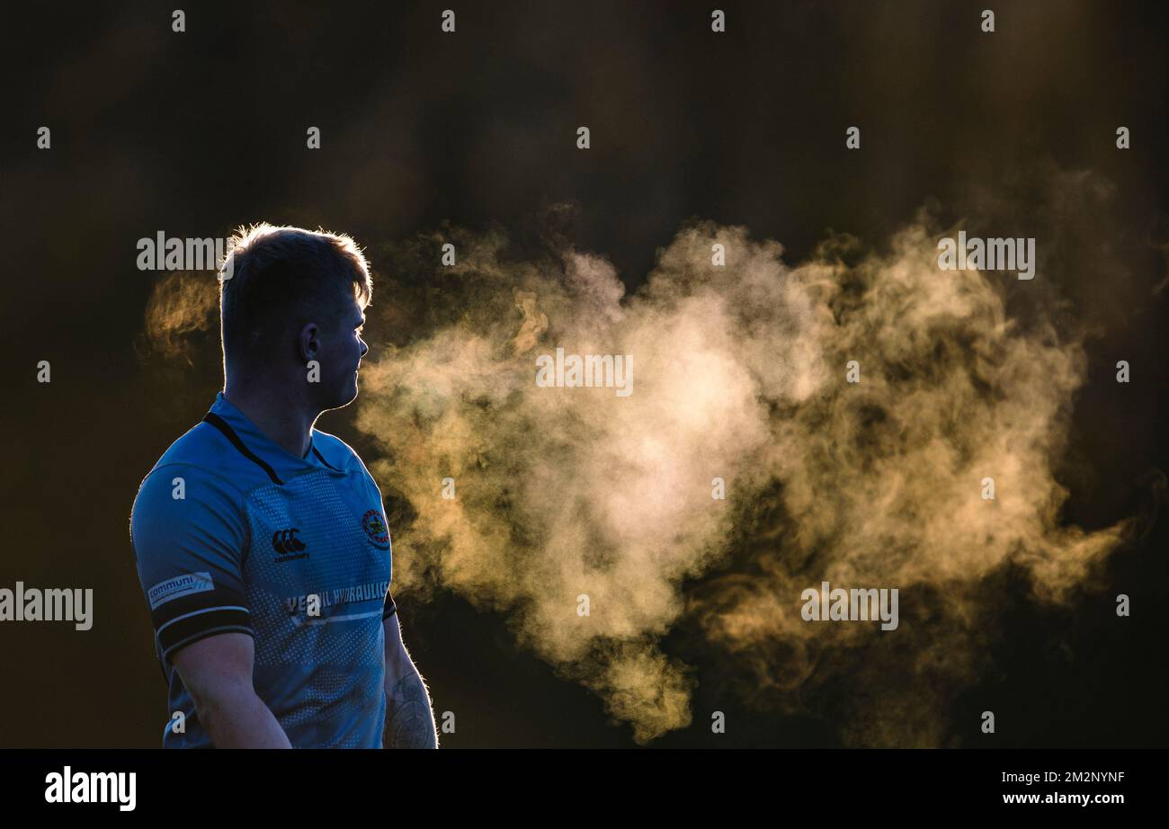 Rugby-Spieler in Aktion Stockfoto