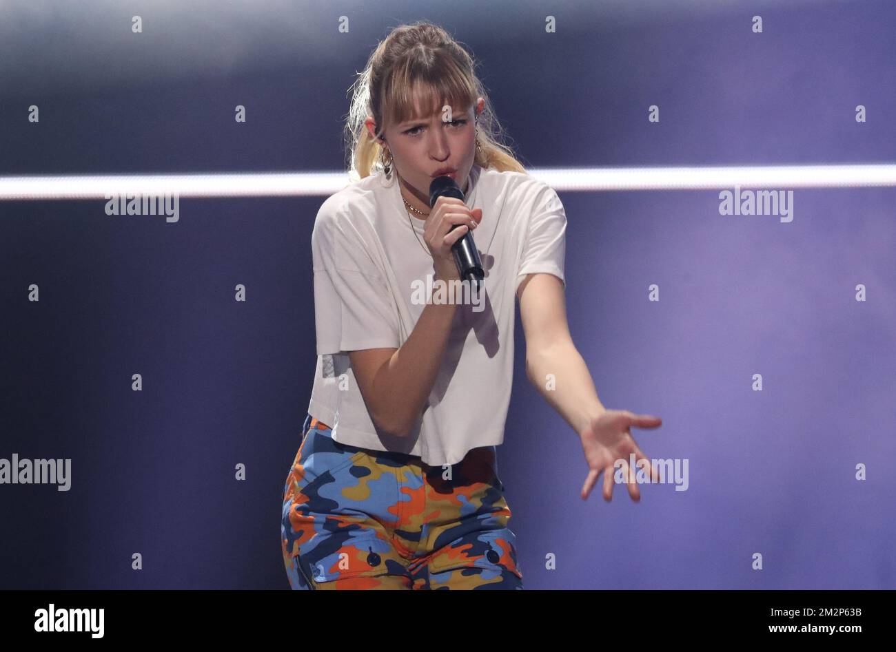 Die belgische Sängerin Angele tritt während der vierten Ausgabe der Music Awards D6bels für Künstler der Föderation Wallonie-Brüssel am Freitag, den 25. Januar 2019 auf. BELGA PHOTO VIRGINIE LEFOUR Stockfoto