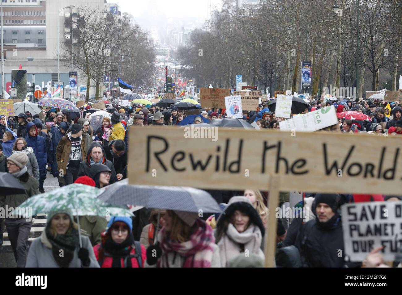 Abbildung zeigt die zweite "Klima"-Manifestation, organisiert von "Rise for the Climate" in Brüssel, um das Bewusstsein für den Klimawandel zu schärfen, Sonntag, den 27. Januar 2019. BELGA FOTO NICOLAS MAETERLINCK Stockfoto