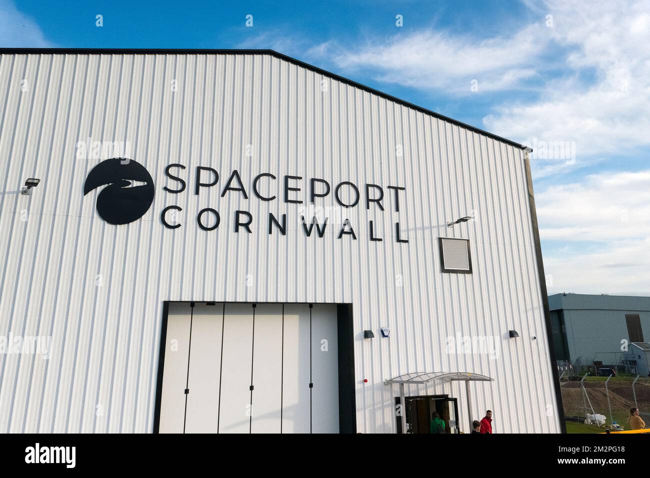 Die Spaceport Cornwall Space Systems Integration Facility. Stockfoto