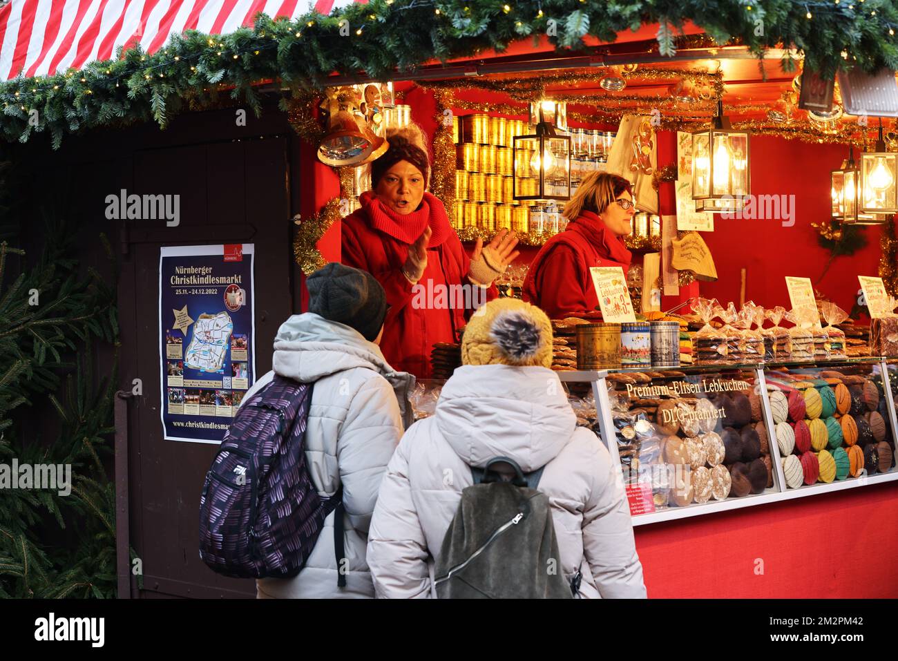 Unterhaltung, Lebkuchen, Gespräch, Nürnberg, Nürnberger Weihnachtsmarkt ...