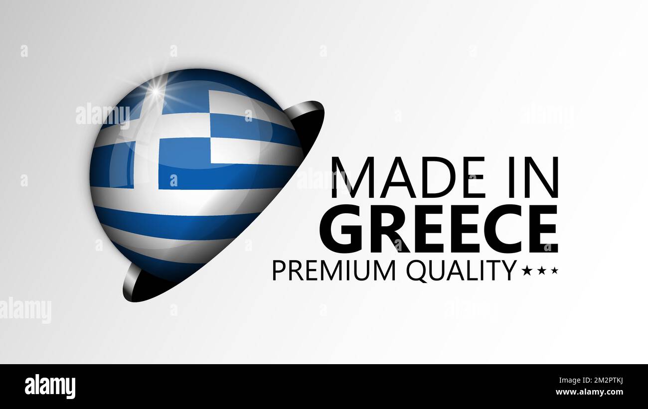 Made in Greece Grafik und Label. Element der Wirkung für die Verwendung, die Sie daraus machen möchten. Stock Vektor