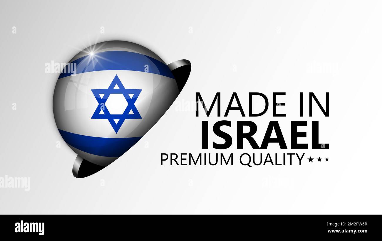 Made in Israel Grafik und Label. Element der Wirkung für die Verwendung, die Sie daraus machen möchten. Stock Vektor