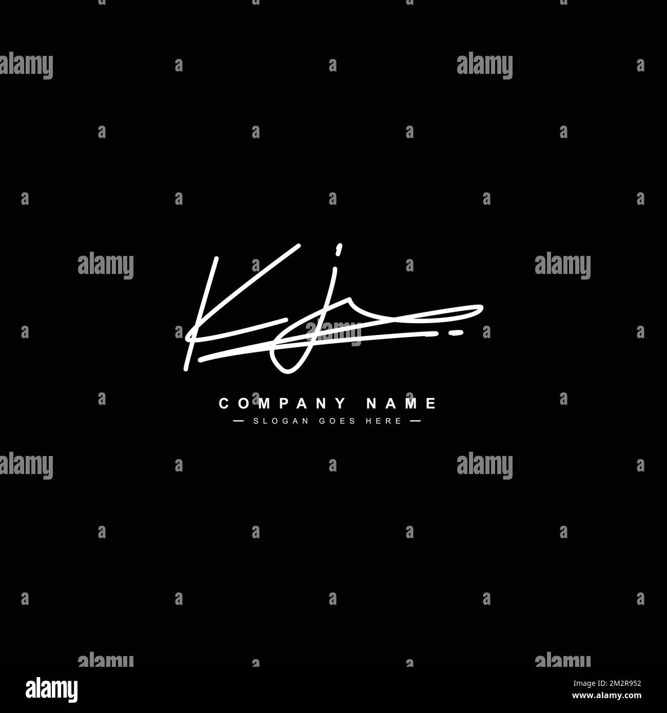 KJ-Logo im Signature-Stil für Fotografie und Modegeschäft – handgezogener Signature-Logo-Vektor Stock Vektor