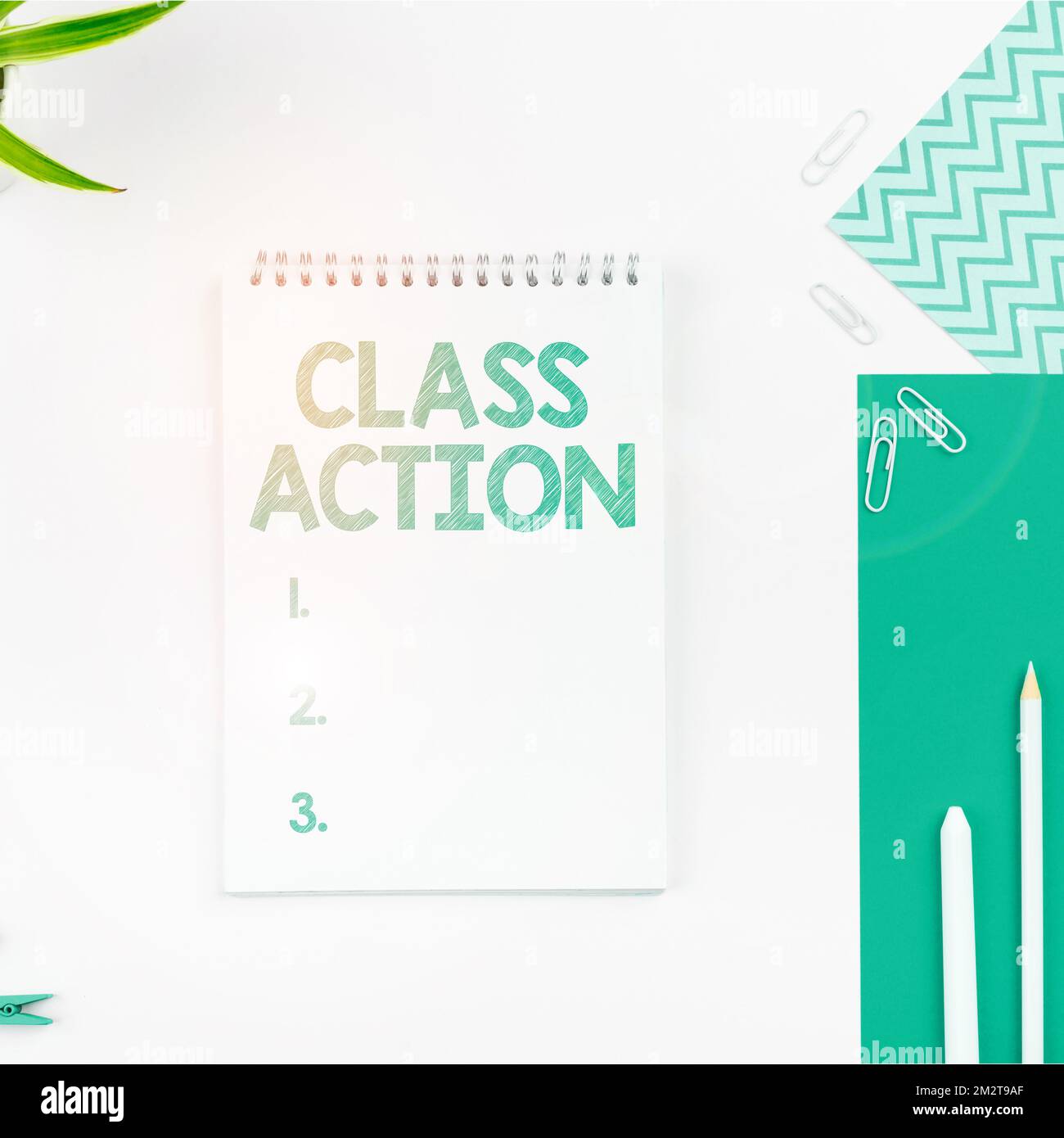 Inspiration mit „Sign Class Action“. Eine Klage, eingereicht von einer kleinen Gruppe, die im Namen einer großen Gruppe handelt Stockfoto