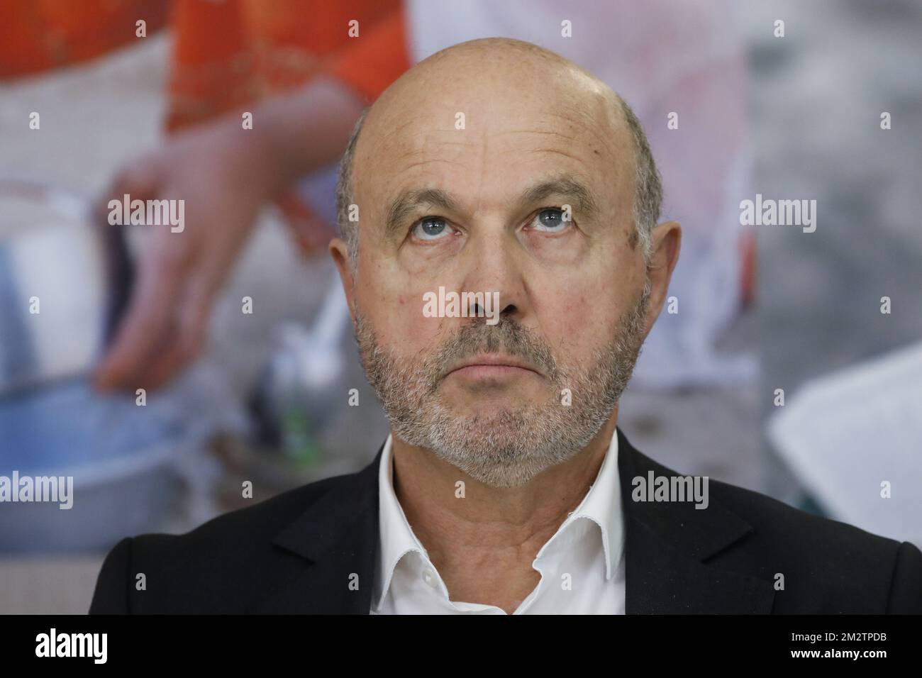 UNICEF Belgien der neue Präsident Roland Steisel wurde auf einer Pressekonferenz von UNICEF Belgien zum Interimsdirektor Sintobin am Montag, den 13. Mai 2019, in Brüssel vorgestellt. Sintobin wurde gebeten, zurückzutreten, nachdem er mit einer Bundesuntersuchung in Verbindung gebracht wurde, die gegen Adoptionsbetrug von gemeinnützigen Unternehmen Hacer Puente durchgeführt wurde, wo er zuvor die Finanzabteilung leitete. BELGA FOTO THIERRY ROGE Stockfoto