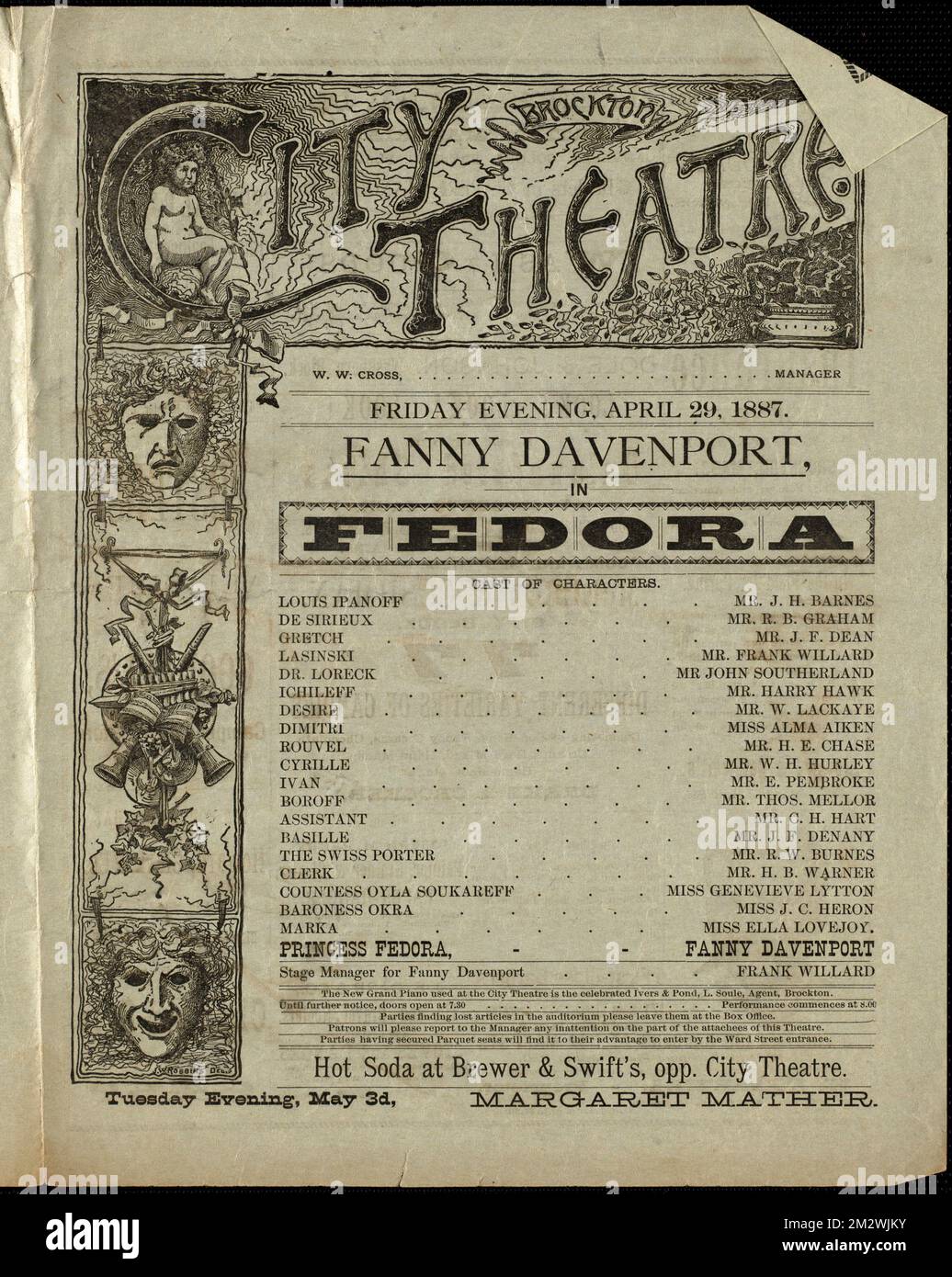 Fedora, Entertainment, Giordano, Umberto, 1867-1948. Fedora, Brockton Public Library Archival Collection Stockfoto