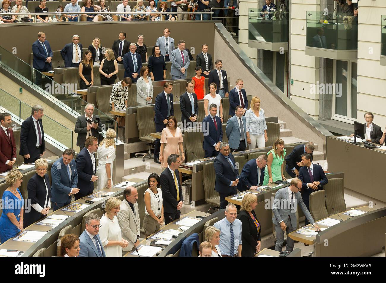 Illustration picture shows pictured during the oath taking ceremony at the Flemish Parliament in Brussels, Tuesday 18 June 2019. BELGA PHOTO JAMES ARTHUR GEKIERE Stockfoto