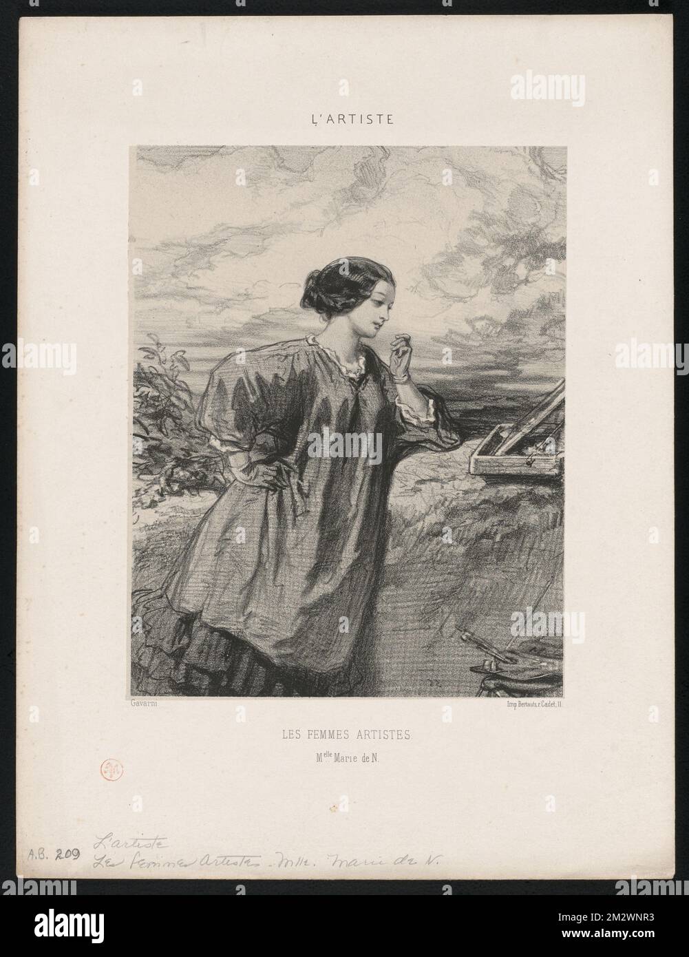 Les femmes Künstler. - Mademoiselle. Marie de N... ,. Paul Gavarni (1804-1866). Lithografien und andere Arbeiten Stockfoto
