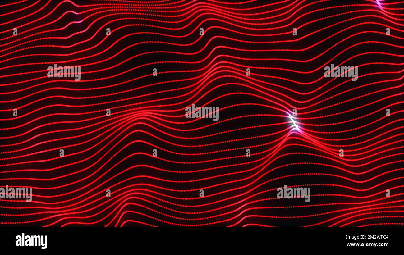 Roter Hintergrund der trapcode-Form. Kreative digitale Wellenstruktur Stockfoto