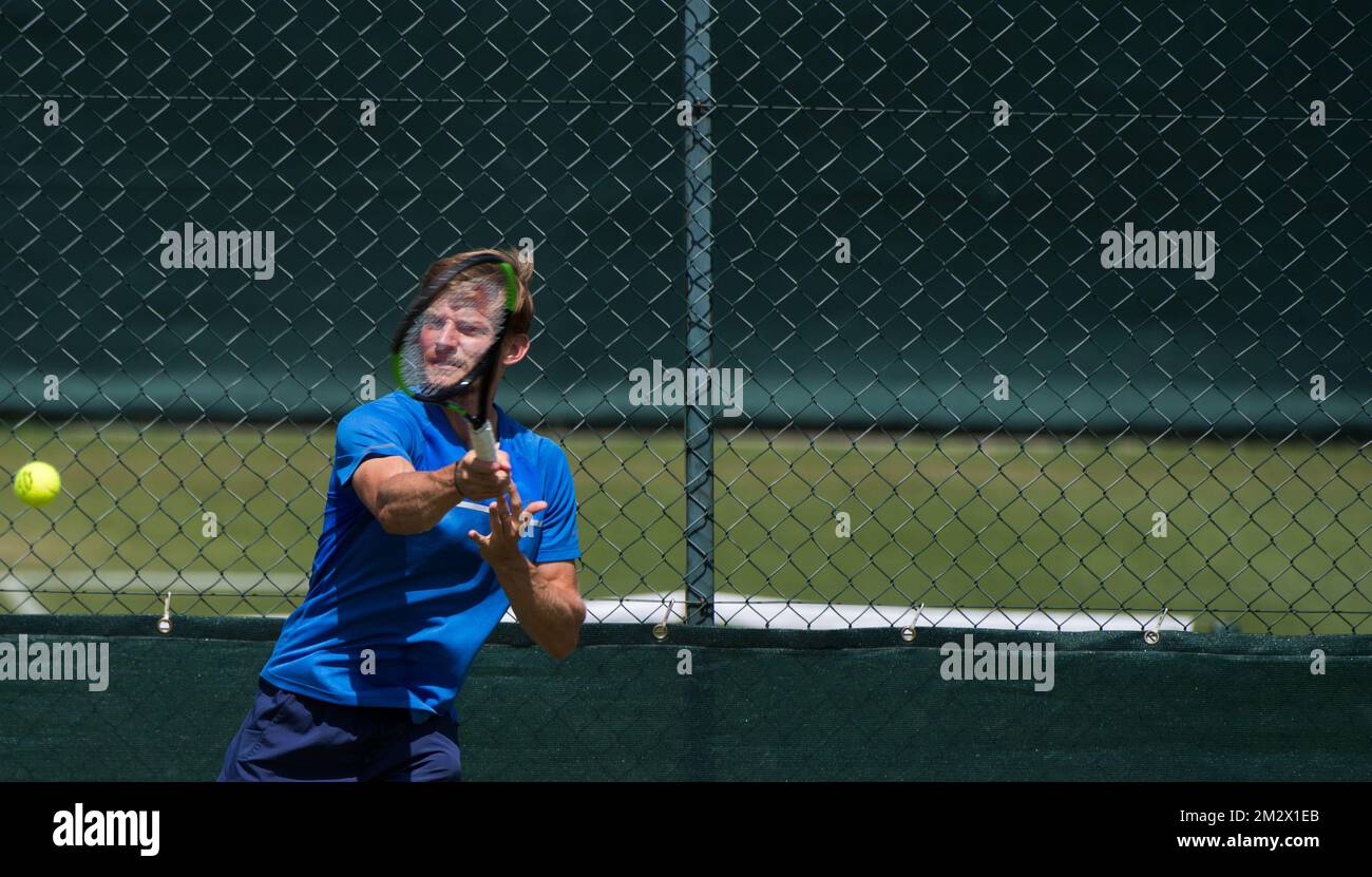 Der belgische David Goffin wurde vor dem Grand-Slam-Tennisturnier 2019 in Wimbledon im All England Tennis Club im Südwesten Londons, Großbritannien, am Samstag, den 29. Juni 2019, fotografiert. BELGA FOTO BENOIT DOPPPAGNE Stockfoto