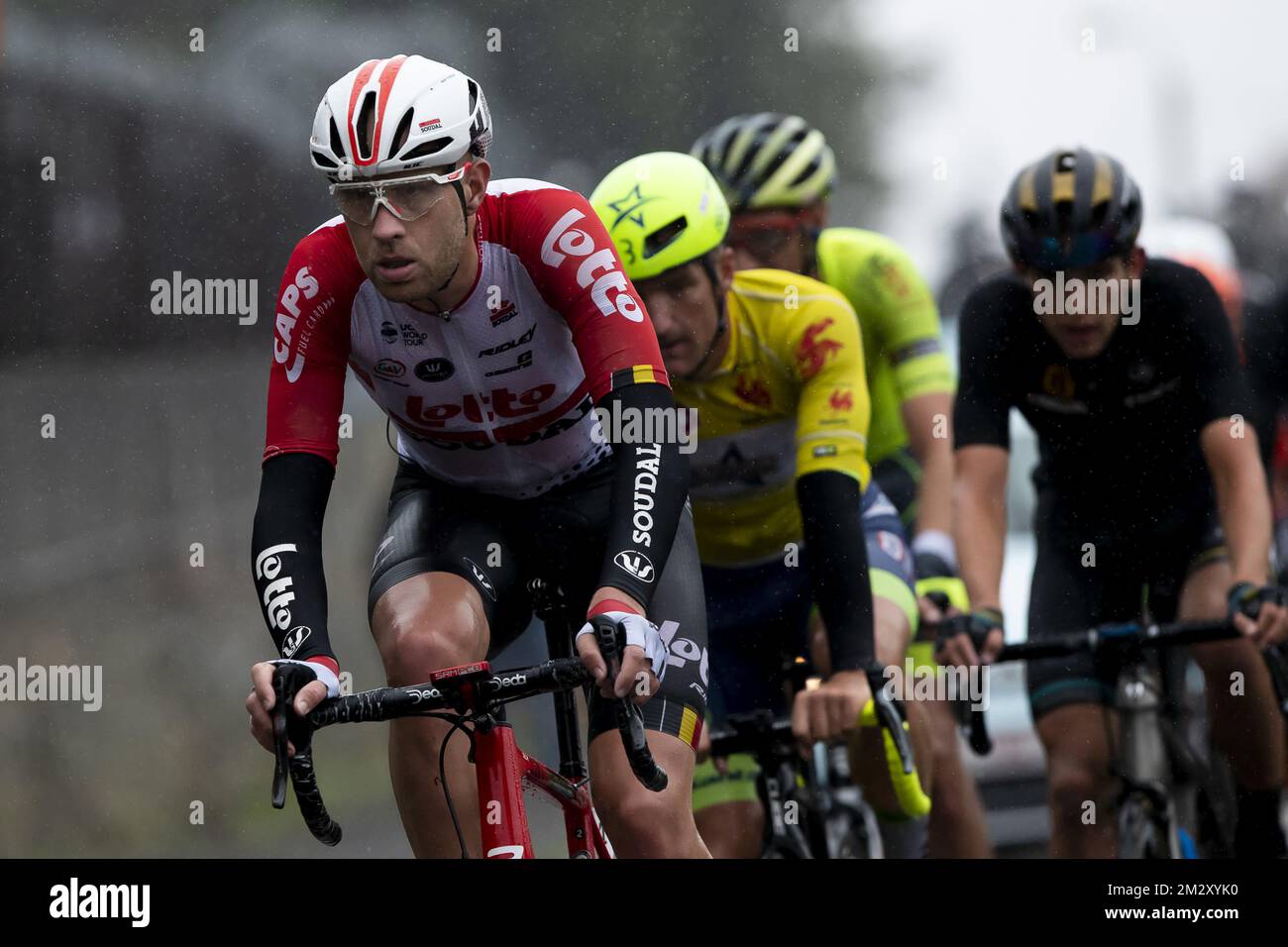 Belgischer Frederik Frison von Lotto Soudal in Aktion während der zweiten Etappe des Radrennens Tour de Wallonie, 170,4 km von Waremme bis Beyne-Heusay, am Sonntag, den 28. Juli 2019. BELGA FOTO KRISTOF VAN ACCOM Stockfoto