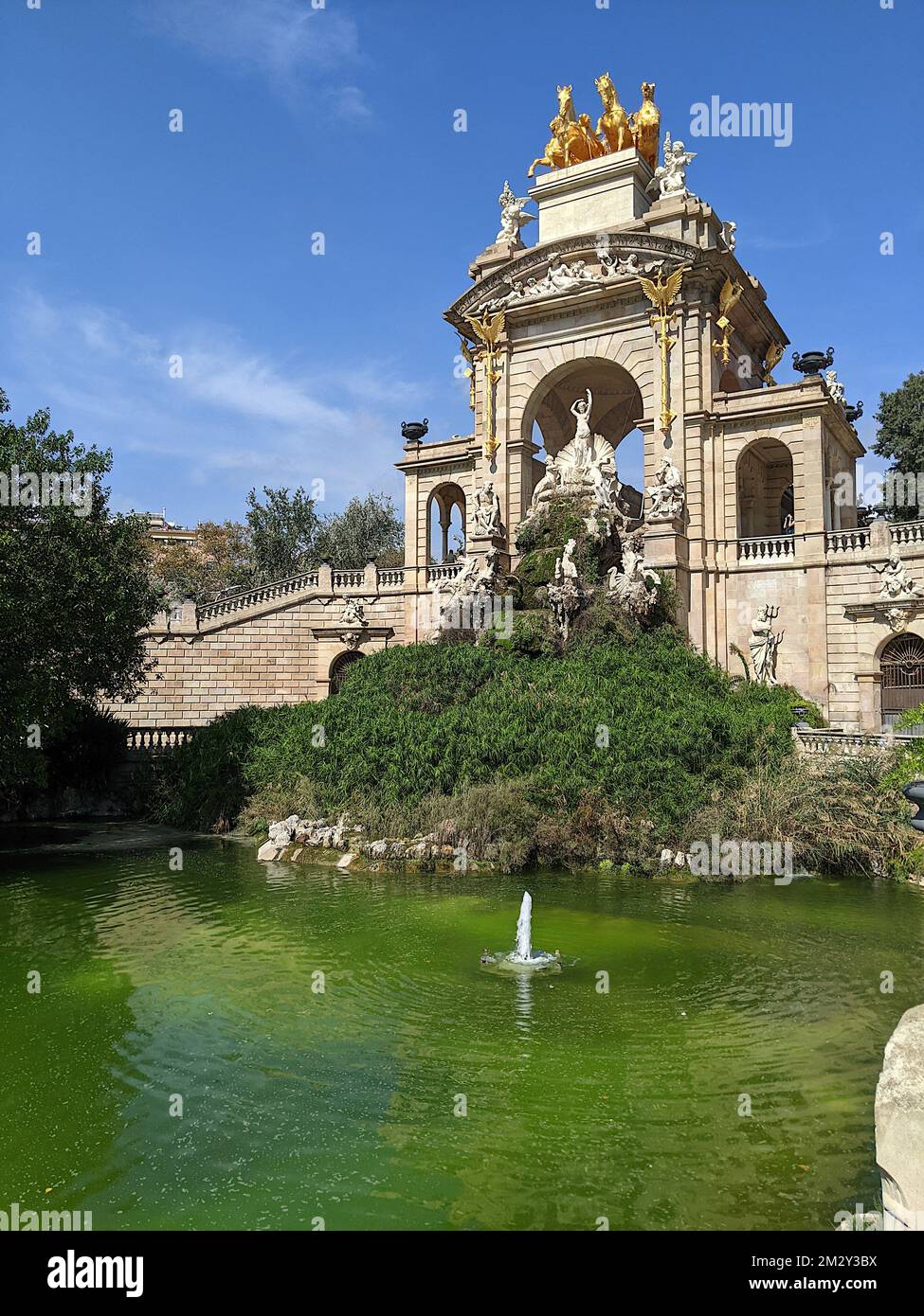 Cascada del Parc de la Ciutadella ist ein Park am Nordosten von Ciutat Vella, Barcelona, Katalonien, Spanien. Für Jahrzehnte nach seiner Entstehung Stockfoto