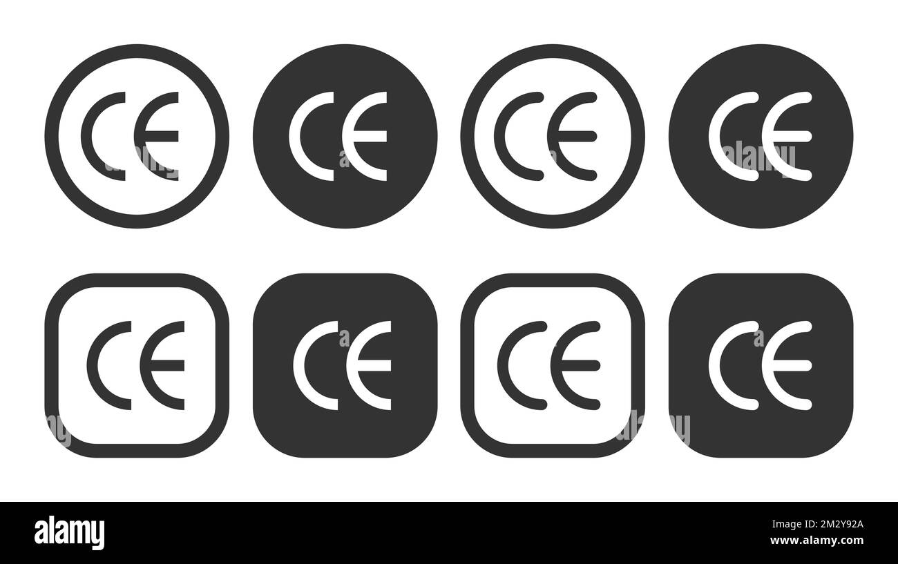 Satz CE-Zeichen für conformite europeenne, sauberes Etikettenprodukt, Informationsvektor-Zeichensymbol eps 10 Stock Vektor