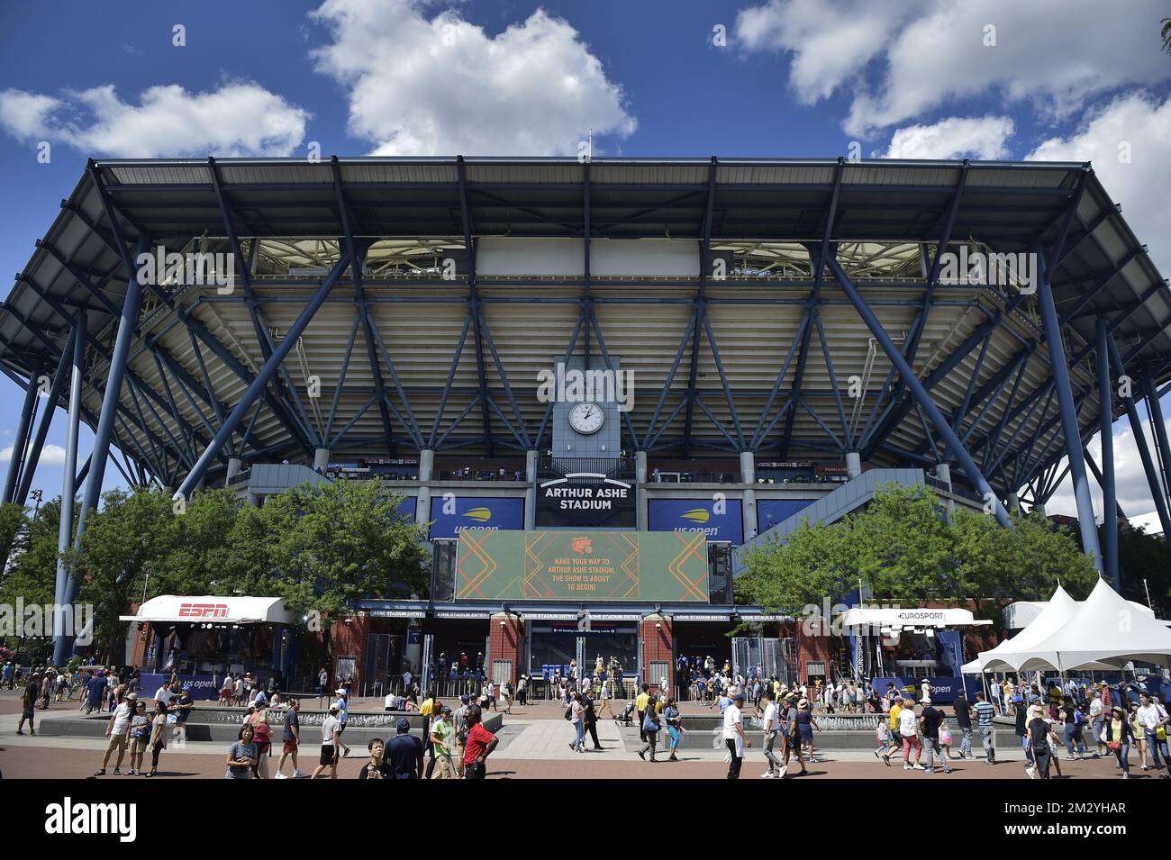 Das Abbildungsbild zeigt das Arthur Ashe Stadion beim US Open Grand Slam Tennis Turnier in Flushing Meadow, in New York City, USA, Samstag, den 24. August 2019. BELGA FOTO YORICK JANSENS Stockfoto