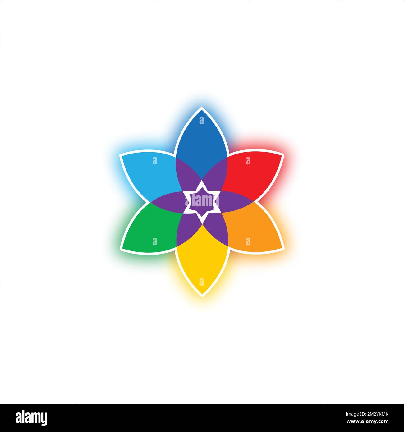 Logo für Meditation und Yoga mit sieben Farben Aura-Energie. 12/14/2022, Lombok, West Nusa Tenggara, Indonesien. Stock Vektor