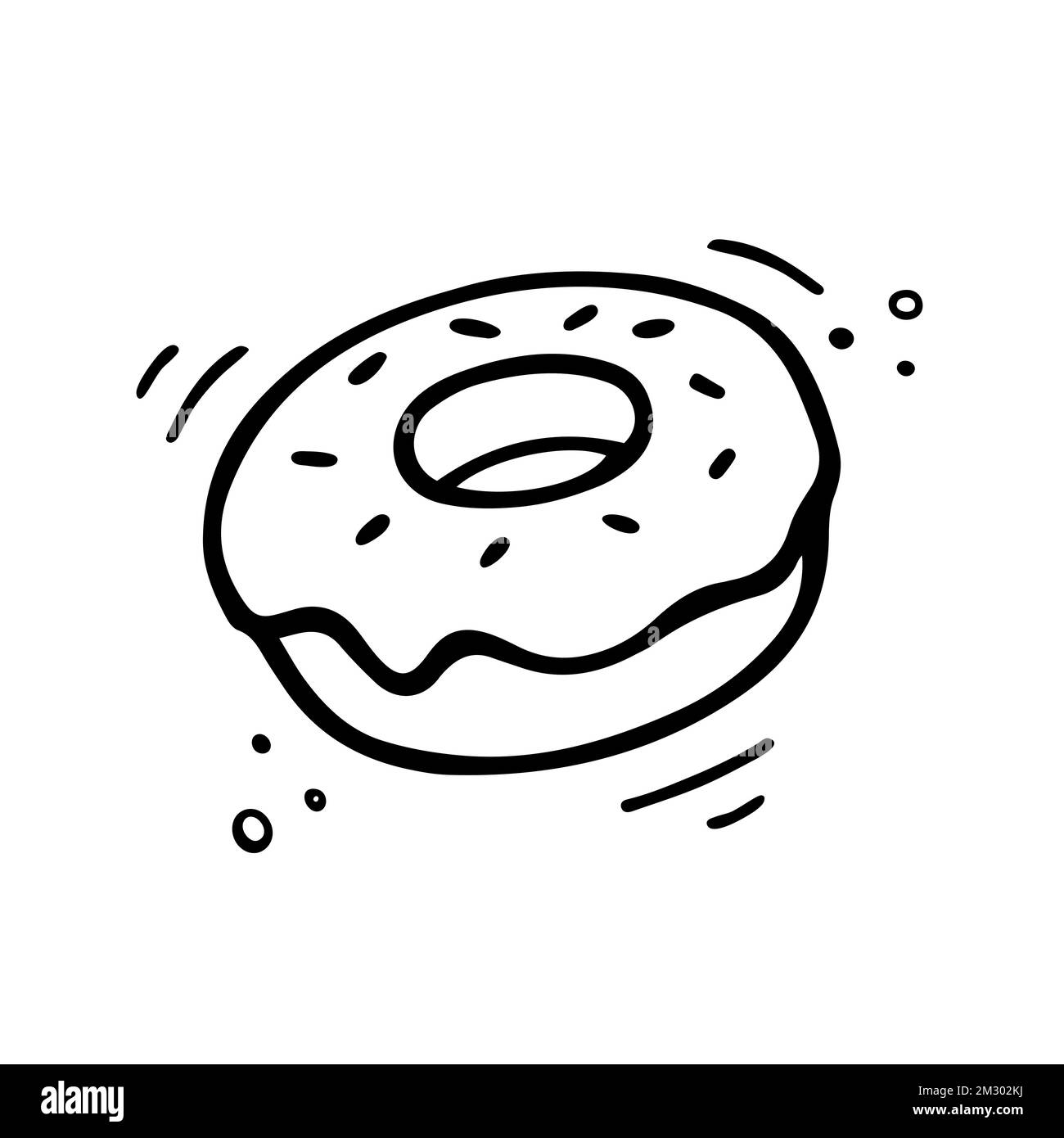 Darstellung mit Donut. Fast-Food-Illustration im Kritzelstil. Handgezeichnete Skizze eines Donuts. Stock Vektor