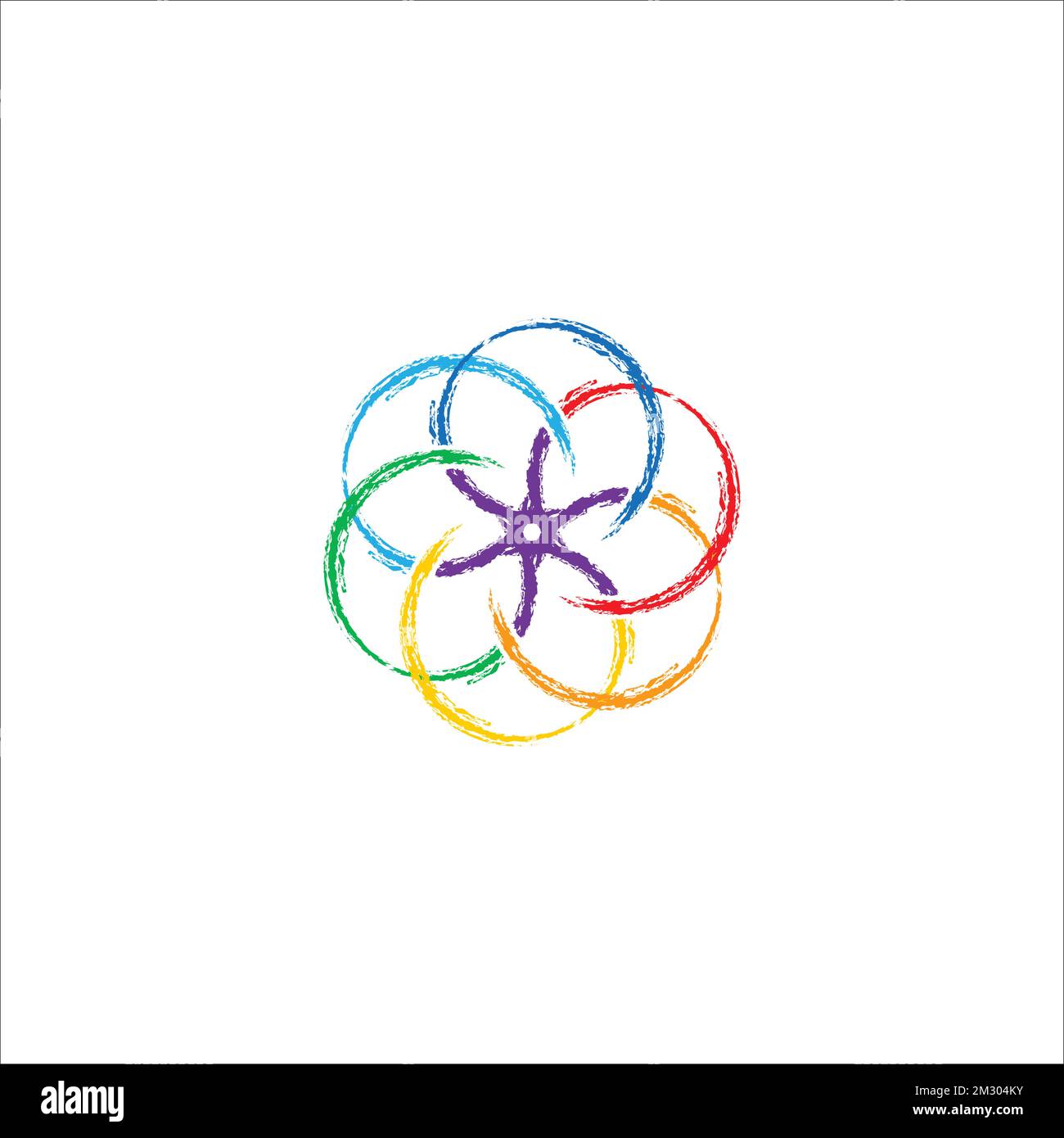 Logo für Meditation und Yoga mit sieben Farben Aura-Energie. 12/14/2022, Lombok, West Nusa Tenggara, Indonesien. Stock Vektor