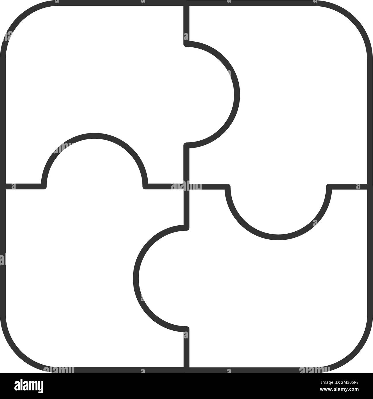 Puzzlevorlage aus vier Teilen Icon Logo eps 10 Stock Vektor