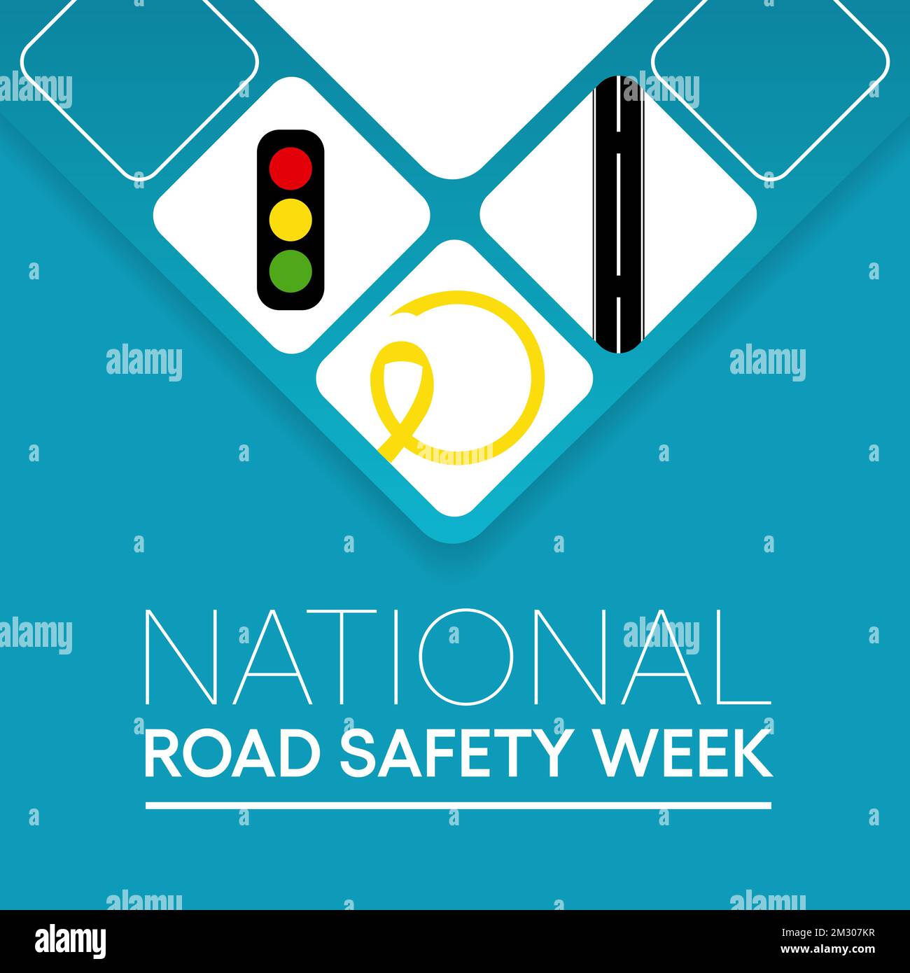 Die nationale Woche für Straßenverkehrssicherheit wird jedes Jahr im Januar und im Mai durchgeführt und zielt darauf ab, Straßen und Straßen sicherer zu machen. Vektordarstellung Stock Vektor