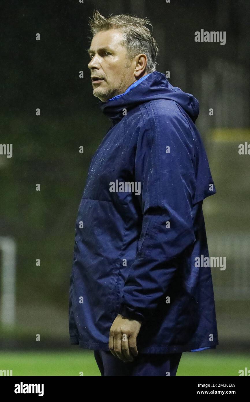 Der Cheftrainer von Verlaine, Marc Segatto, wurde während eines Fußballspiels zwischen Royal Union Saint-Gilloise (1B) und RCS Verlaine (2am) am Mittwoch, den 25. September 2019, in Brüssel im 1./16.. Finale des belgischen Pokals „Croky Cup“ fotografiert. BELGA FOTO THIERRY ROGE Stockfoto