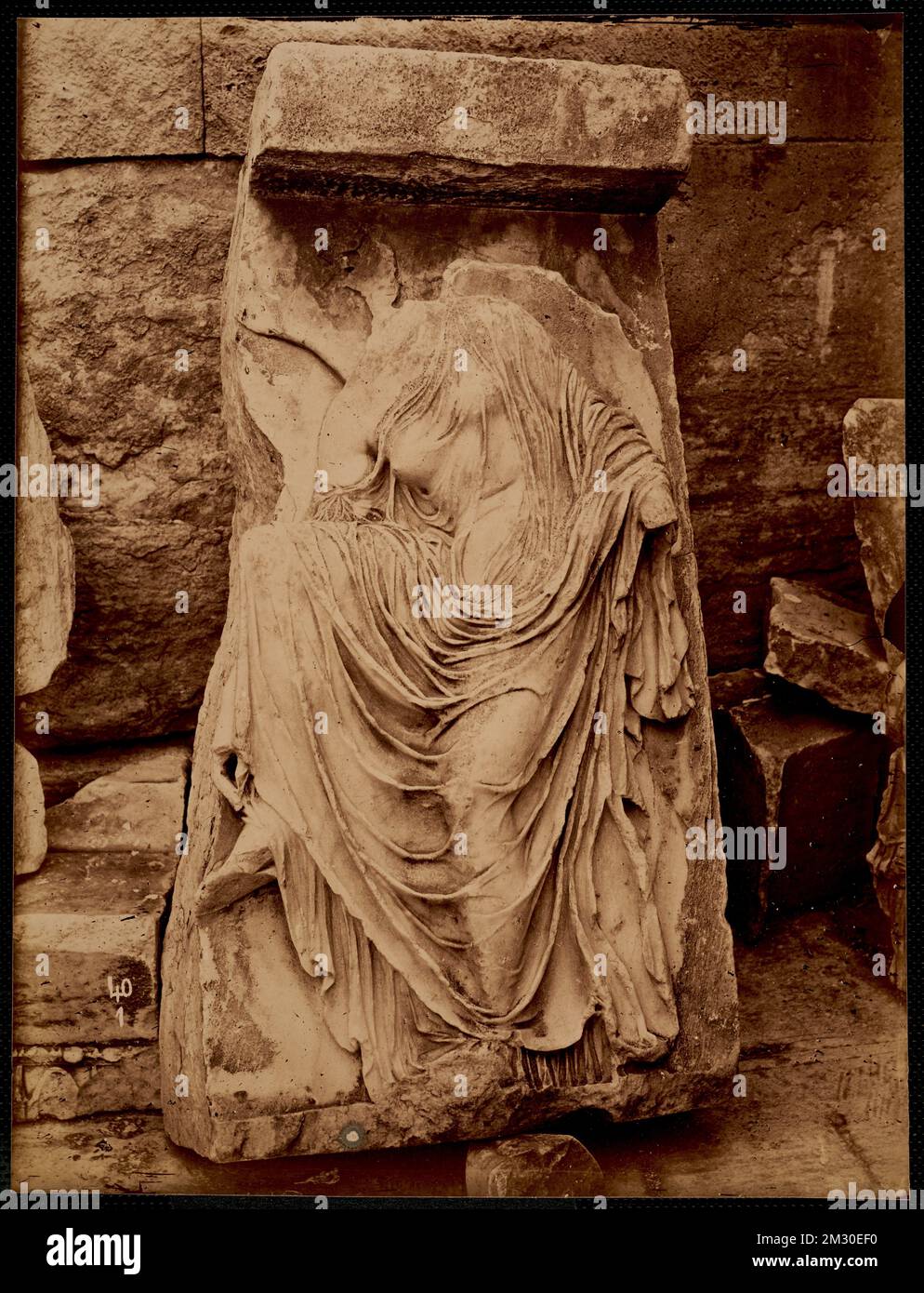 Fragment from balustrade of the Temple of Athena Nike, Athens , Friezes Entablature components, Archaeological sites, Bas-reliefs, Temple of Athena Nike Athens, Greece. Nicholas Catsimpoolas Collection Stockfoto