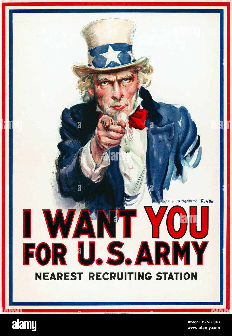 Rekrutierungsplakat - I want you for US Army - Poster zeigt Onkel Sam, wie er in der richtigen Reihenfolge mit dem Finger auf den Zuschauer zeigt Stockfoto