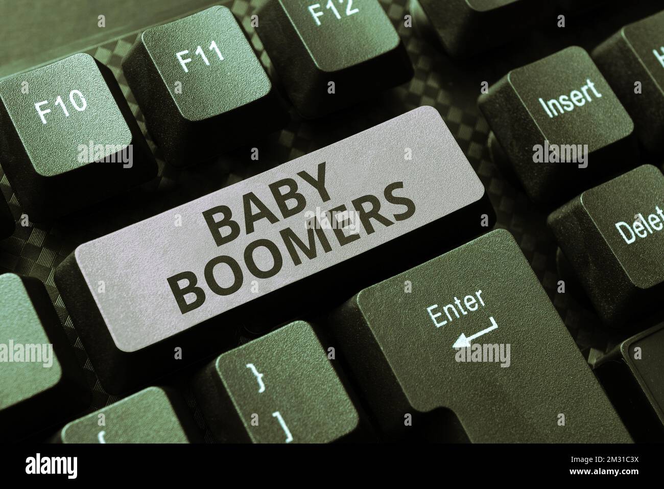 Schreiben mit dem Text Baby Boomers. Ein Wort über eine Person, die in Jahren nach dem Zweiten Weltkrieg geboren wurde Stockfoto