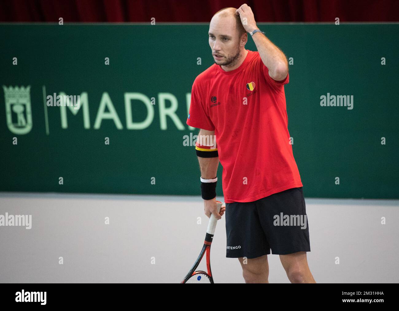 Der belgische Steve Darcis wurde während eines Trainings beim Tennisfinale der Davis Cup World Group am Dienstag, den 19. November 2019 in Madrid, Spanien, gezeigt. Belgien gewann gestern beide Einzelspiele und verlor das Doppelspiel aus Kolumbien. Sie spielen morgen ihre zweite Gruppenunentschieden gegen Australien. BELGA FOTO BENOIT DOPPPAGNE Stockfoto