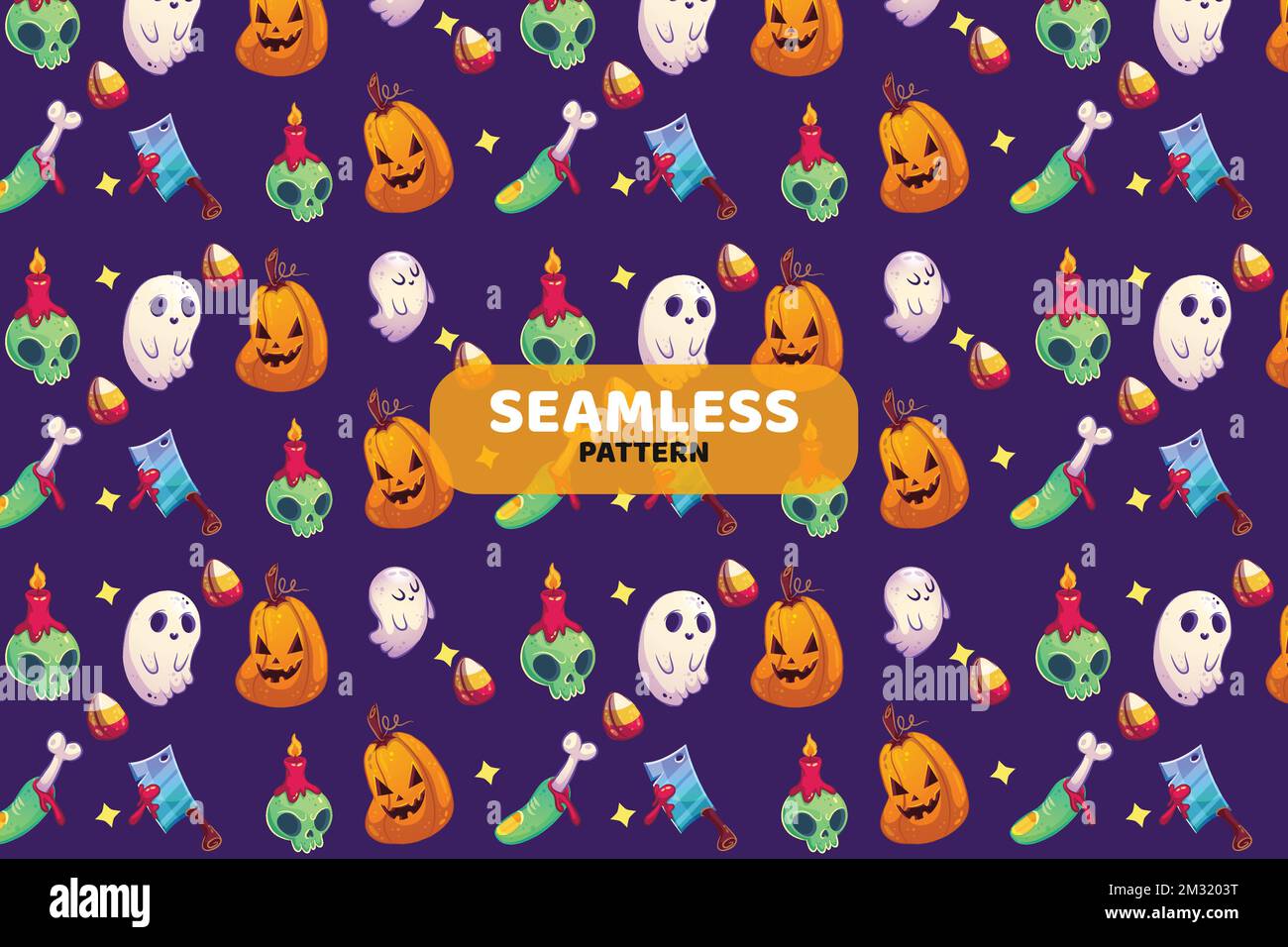 Ein nahtloses Halloween-Design. Text mit sich wiederholendem Muster. Stock Vektor